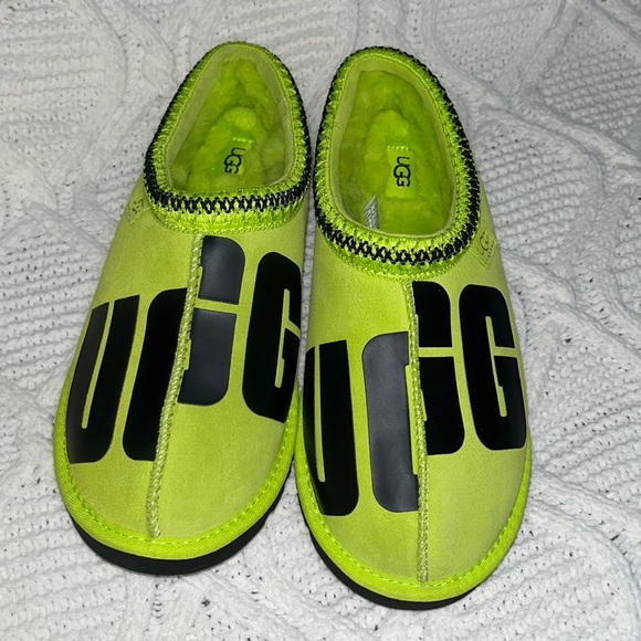 UGG Tasman Slippers NEW with tag neon green slip on plush wool blend Mens - Picture 1 of 4